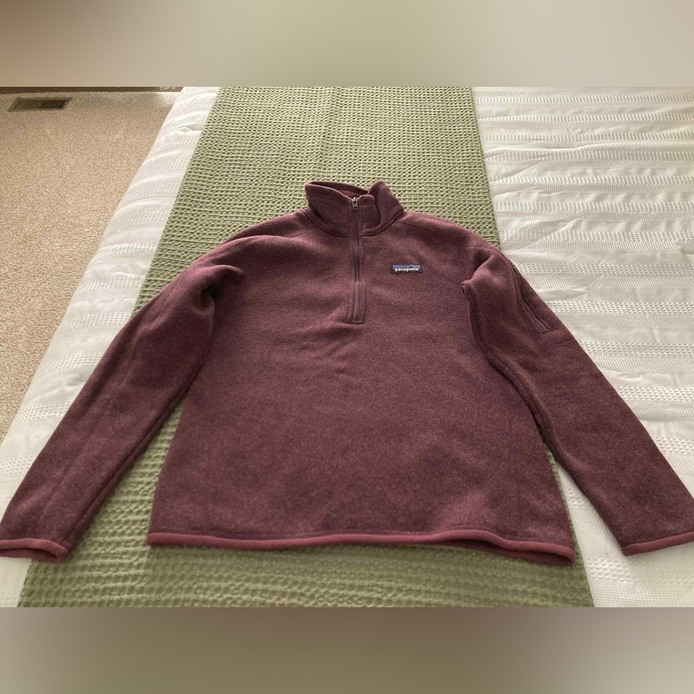 Women Patagonia Better Sweater 1/4 quarter Zip sweatshirt wine purple pocket s